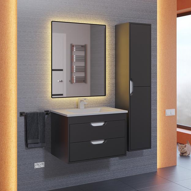 Тумба с раковиной для ванной Uperwood Modul 65 см, подвесная, матовая, черная фото 7