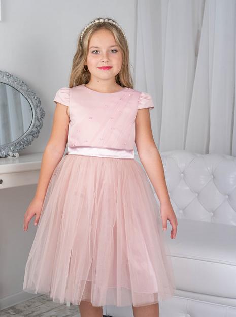 Платье для девочки Энди нарядное, пепельная роза, 21-193_1, опт фото 1
