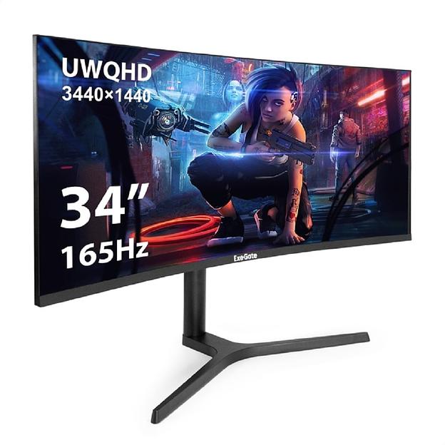 LCD ExeGate 34" EC3407TA Combat {VA Curved 3440x1440 165Hz 1ms 21:9 300cd 4000:1 178/178 2xHDMI2.0 2xDisplayPort Speakers HAS VESA} [EX299467RUS] фото 1