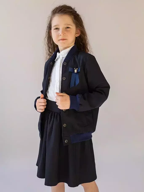 Бомбер школьный на девочку KristiKlo синий ОПТ фото 4