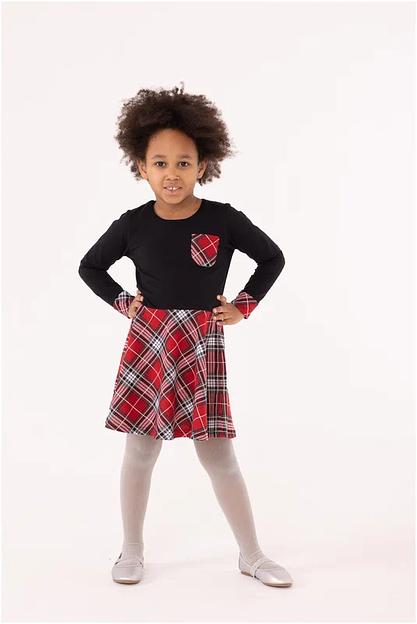 Платье Золотой ключик, в клетку, чёрное ОПТ фото 2