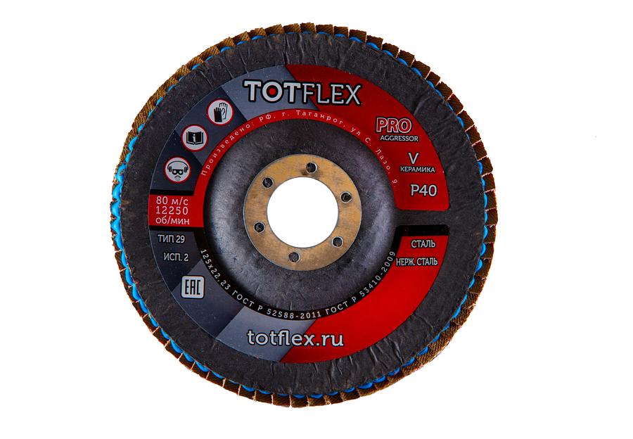 Круг лепестковый торцевой Totflex Aggressor-Pro 2 125x22 V Р40 ОПТ фото 2