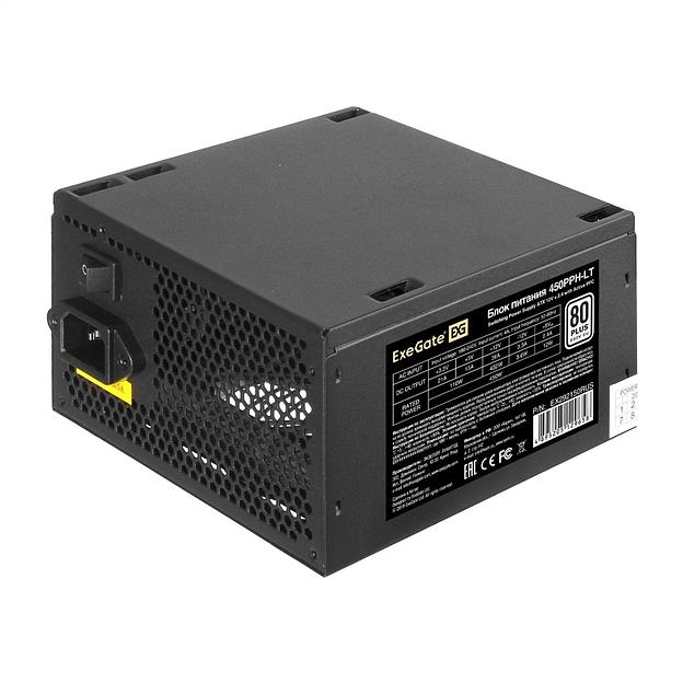Exegate EX292150RUS-S Блок питания 450W ExeGate 80 PLUS® 450PPH-LT (ATX, APFC, КПД 82% (80 PLUS), 12cm fan, 24pin, (4+4)pin, PCIe, 5xSATA, 3xIDE, RTL, black, кабель 220V с защитой от выдергивания) фото 1