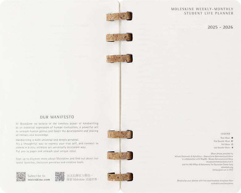 Еженедельник Moleskine ACADEMIC SPIRAL DSSPB12AMWH3 Large 150х210мм 200стр. кремовые страницы спираль черный фото 4