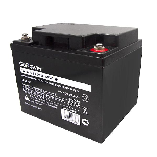 Аккумулятор свинцово-кислотный GoPower LA-12400 12V 40Ah Аккумулятор свинцово-кислотный GoPower LA-12400 (00-00017021) фото 1