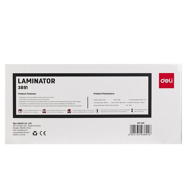 Ламинатор Deli E3891-EU A4 (80-200мкм) 25см/мин хол.лам. лам.фото реверс фото 5
