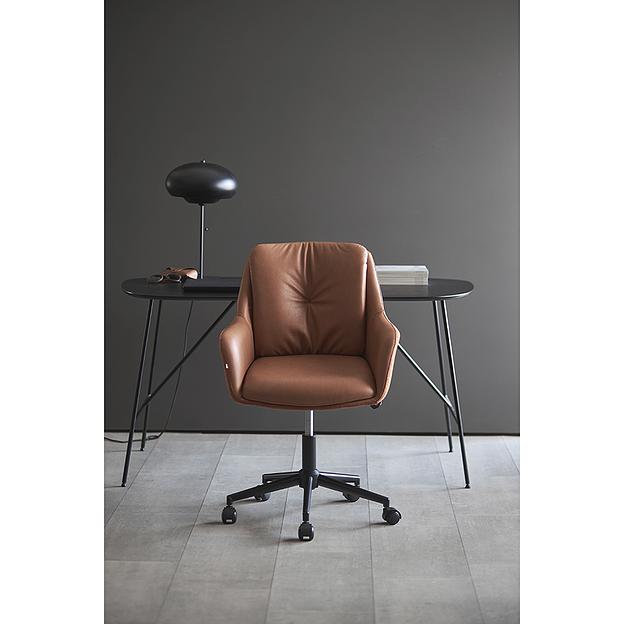 Стул на колесиках Allar, экокожа, рогожка, коричневый фото 2