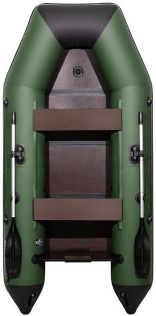 Лодка Аква 2900 слань книжка, киль, 2900*1420*400 мм., цвет: зеленый-черный фото 3