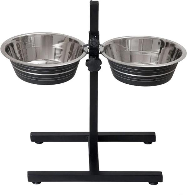 Подставка с мисками универсальная «Double Diner» 2×1,75 л, чёрный ОПТ фото 3