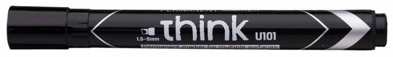 Маркер перманентный Deli EU10120 Think скошенный пиш. наконечник 1.5-5мм черный фото 1