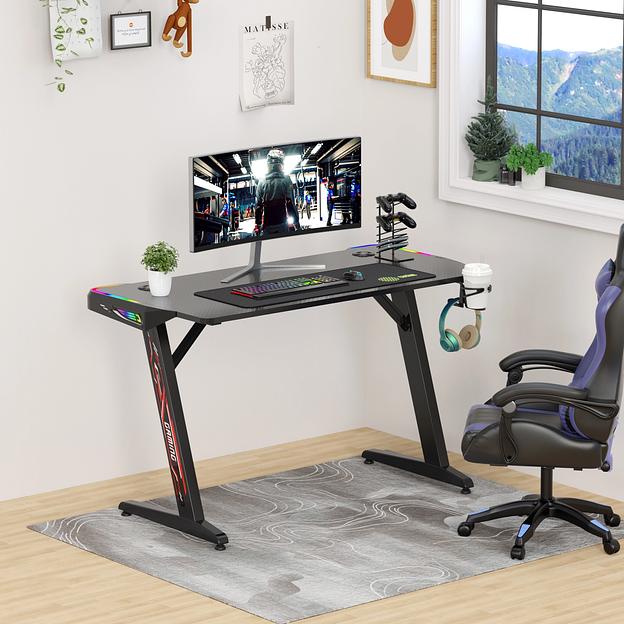 Стол игровой Cactus CS-GTZ-BK-RGB столешница ДСП черный каркас черный фото 8