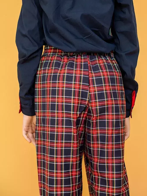 Брюки прямые на девочку KristiKlo «Оксфорд» красная клетка ОПТ фото 5