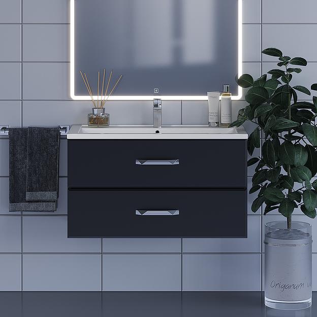 Тумба под раковину для ванной Uperwood Foster 90 см, подвесная, черная фото 1