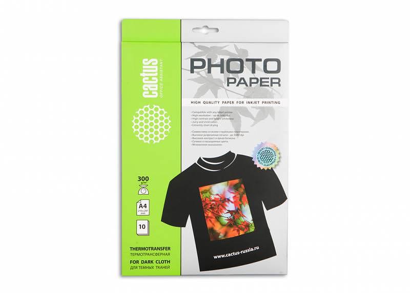 Термотрансфер Cactus CS-TD30010 A4/300г/м2/10л. для темных тканей фото 1