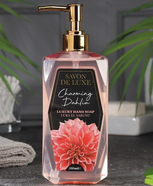 Жидкое мыло Цветочное «Savon De Luxe» Обворожительный георгин, люксовое 500 мл, опт фото 1