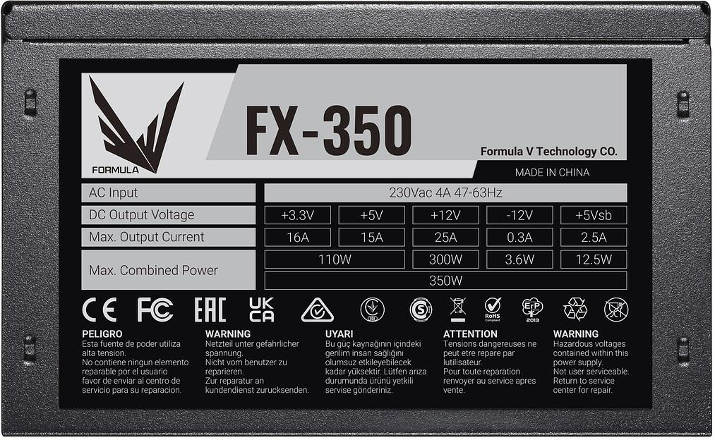 Блок питания Formula ATX 350W FX-350 (20+4pin) 120mm fan 3xSATA RTL фото 5