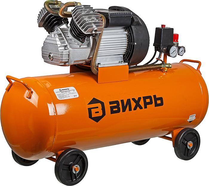 Компрессор поршневой Вихрь КМП-400/100 масляный 400л/мин 100л 2500Вт оранжевый фото 2