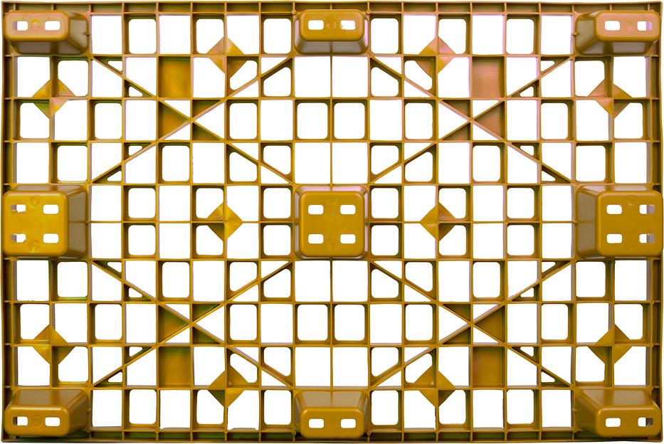 Паллет 1200х800х160 мм (перфорированный на 9 ножках вкладываемый) желтый фото 4