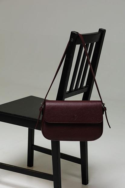 Женская сумка-багет тёмно-бордовая опт фото 4