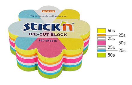 Блок самоклеящийся бумажный Stick`n 21833 67x67мм 250лист. неон ассорти "цветок" фото 1