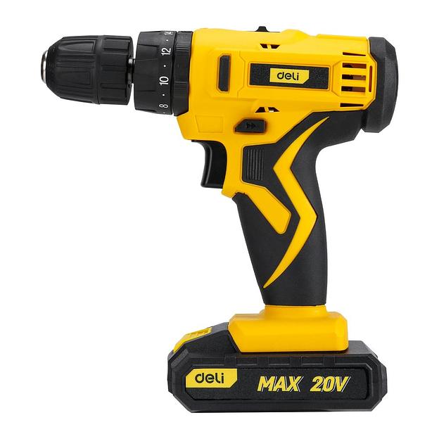 Дрель-шуруповерт аккумуляторная Deli DL-DZ12-E2D1 (2АКБ+ЗУ, 12В, 1,5А*ч, 22Нм, кейс) фото 4