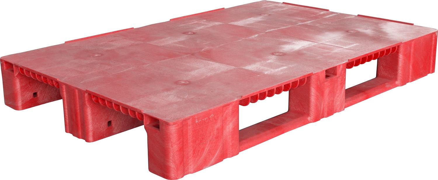 Паллет 1200x800х150 сплошной, на 3-х полозьях  красный фото 1