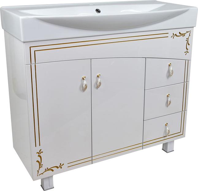 Тумба Милос 105 DORATIZ 9911.770, белая золото, под умывальник Элвис 105 фото 1