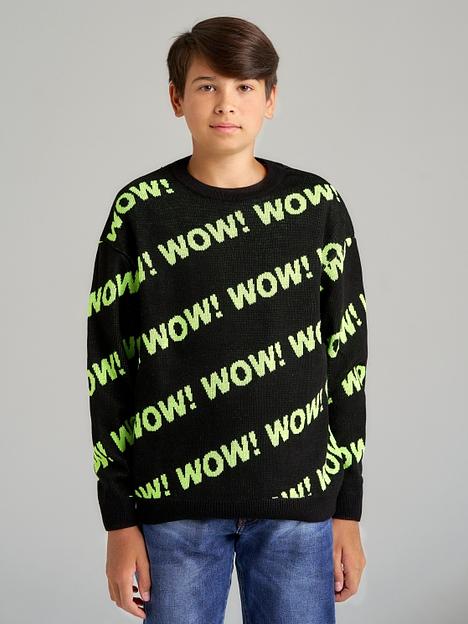 Джемпер «Вау» чёрный, для мальчиков ОПТ фото 1
