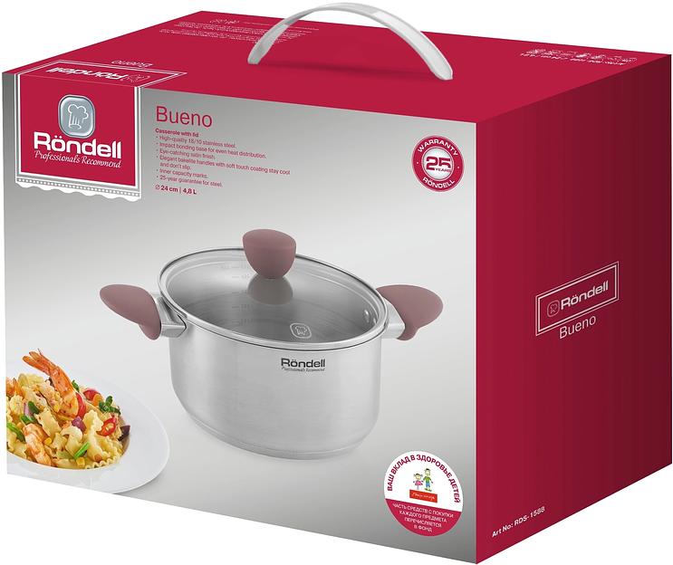 Кастрюля Rondell Bueno RDS-1588 4.8л. d=24см (с крышкой) стальной фото 7