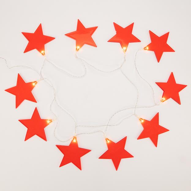 Neon-night 304-002 Гирлянда светодиодная «Звездопад» красная 10 LED, 2,25 м, прозрачный ПВХ, теплый белый свет свечения, 2 х АА (батарейки не в комплекте) фото 2