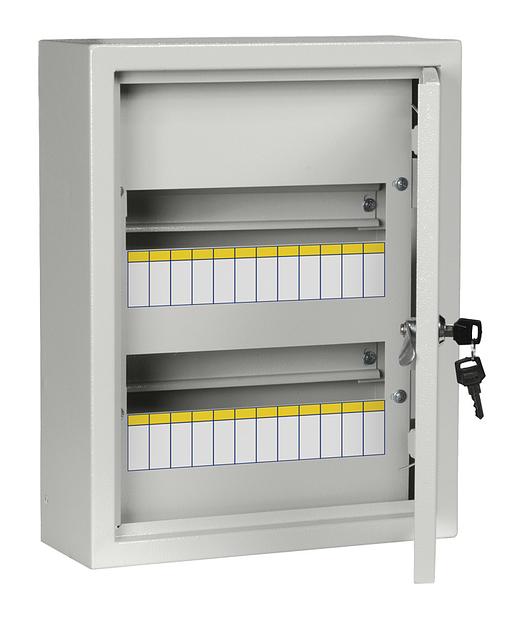 Щит распределительный IEK MKM14-N-24-31-Z ЩРн-24з-1 36 УХЛ3 навесной 310мм 120мм 395мм 24мод. металл IP31 серый (упак.:1шт) фото 1