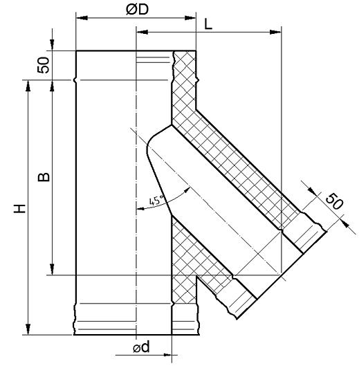 Тройник Сэндвич 45° с заглушкой (съёмная) фото 2