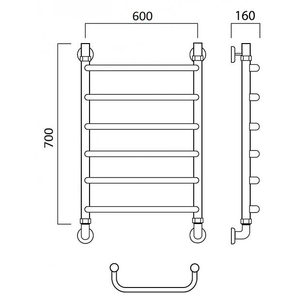 Полотенцесушитель водяной Роснерж Скоба L102000 70x60 фото 2