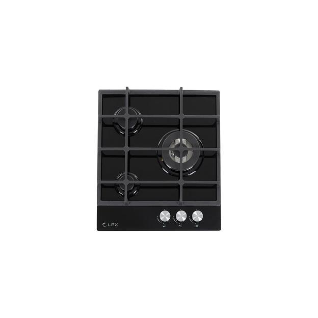 Газовая варочная панель LEX GVG 431 BL, 3 конфорки, закаленное стекло, черный фото 1