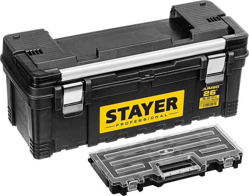 STAYER JUMBO-26, 650 x 280 x 270 мм, (26″), пластиковый ящик для инструментов, Professional (38003-26) фото 2