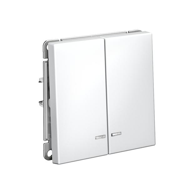 ARTGALLERY 2-клавишный ВЫКЛЮЧАТЕЛЬ с подсветкой, сх.5а, 10АХ, механизм, быстрозажимные клеммы, БЕЛЫЙ фото 4