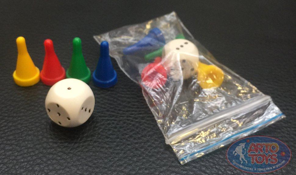 Набор «Классика» 4 фишки и кубик D6 15 мм ОПТ фото 1