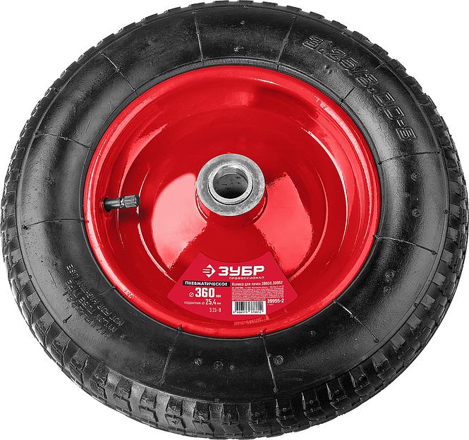 ЗУБР КП-2, 3.25″ х 360 мм, для тачек (арт. 39950 39952), стальной диск, подшипник - 25,4 мм, пневматическое колесо (39955-2) фото 3