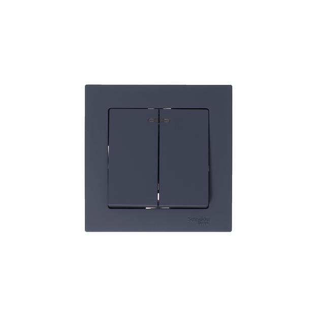 Выключатель двухклавишный ATLASDESIGN с подсветкой схема 5а 10АХ механизм грифель фото 8