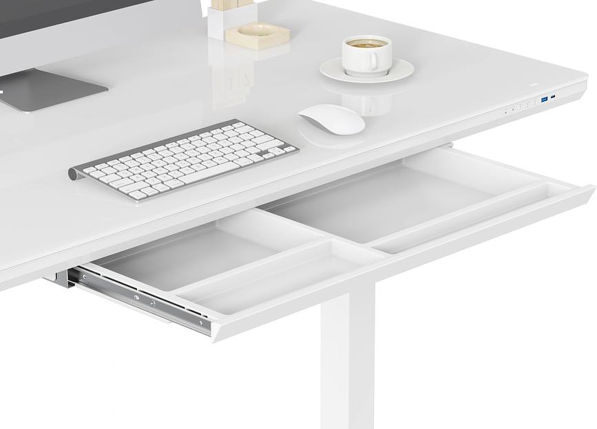 Стол для компьютера Cactus с электроподъемником столешница стекло белый каркас белый (CS-EGD-WWT) фото 7