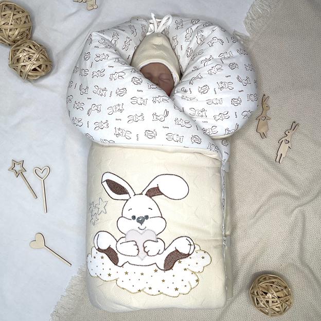 №411 Комплект на выписку для новорожденного «Зайка на облаке» ОПТ фото 2