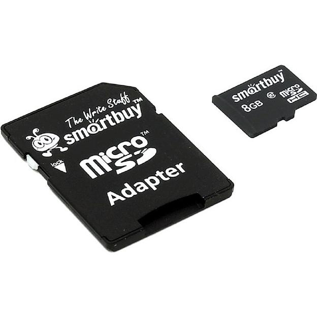 Micro SecureDigital 8Gb Smart buy SB8GBSDCL10-01 {Micro SDHC Class 10, SD adapter} фото 1