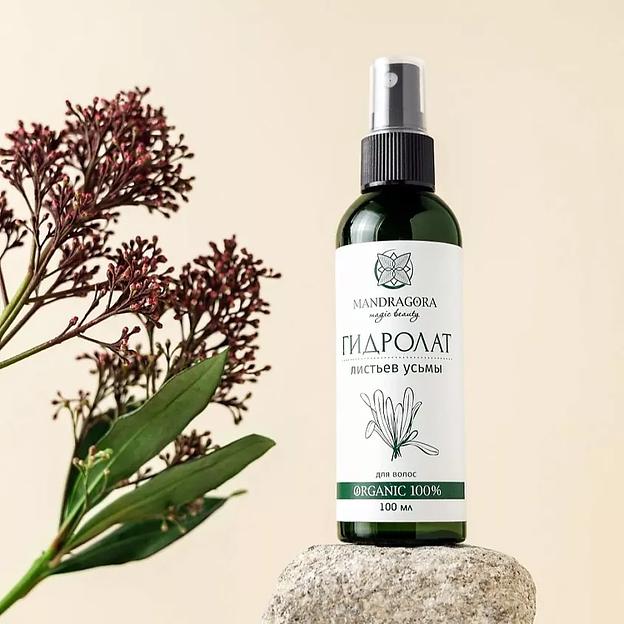 Натуральный гидролат листьев усьмы, спрей для волос Mandragora magic beauty 100 мл ОПТ фото 1