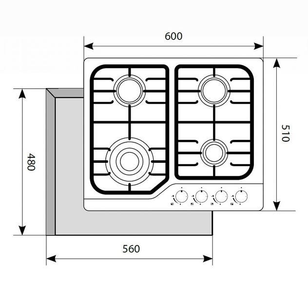 Газовая варочная поверхность Lex GVS 640 IX нержавеющая сталь фото 3
