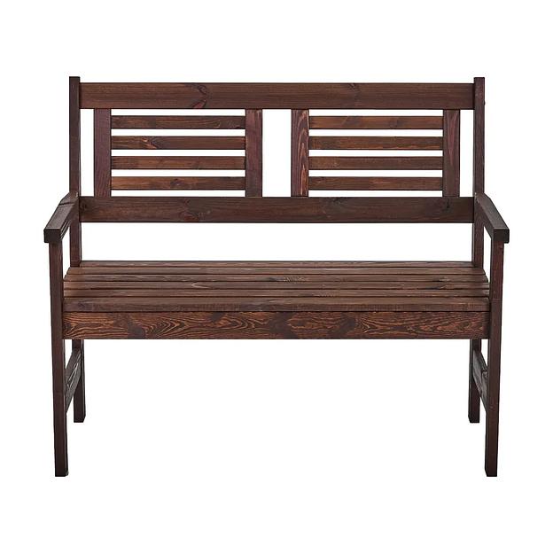 Скамья деревянная для сада и дачи, для 2-х человек Хольмен тёмно-коричневая ОПТ фото 3