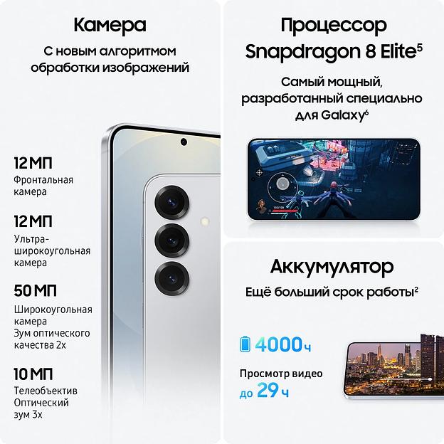 Смартфон Samsung SM-S931B Galaxy S25 256Gb 12Gb серый моноблок 3G 4G 2Sim 6.2" 1080x2340 Android 15 50Mpix 802.11 a/b/g/n/ac/ax/be NFC GPS GSM900/1800 GSM1900 TouchSc Protect фото 6
