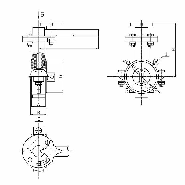Затвор дисковый с ручным управлением рукоятка DN 250 фото 2