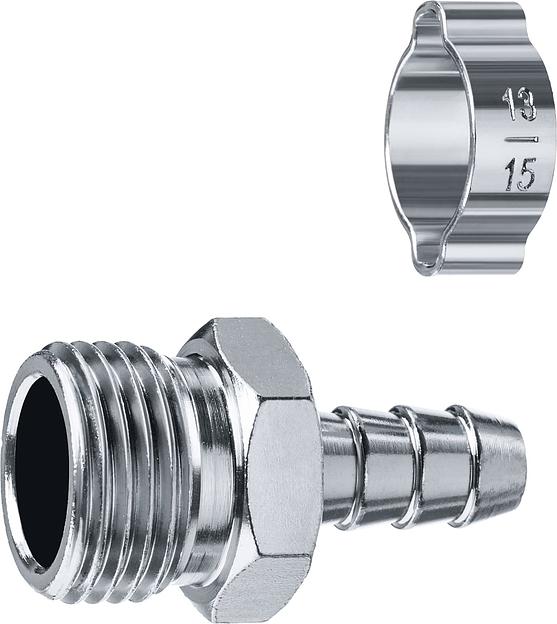 ЗУБР штуцер ″елочка″, 10 мм - 1/2″M, переходник с обжимным хомутом, Профессионал (64924-1/2-10) фото 1