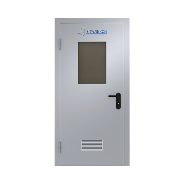 Дверь металлическая противопожарная остекленная однопольная 01 EI-60 WENT 15X30 ОСТ 40Х60 фото 1