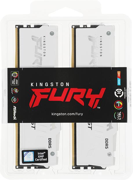 Оперативная память Kingston DDR5 DIMM FURY Beast White RGB 32Gb (kit 2x16Gb), 6400Mhz, [KF564C32BWAK2-32] CL32, с радиатором Kingston фото 6